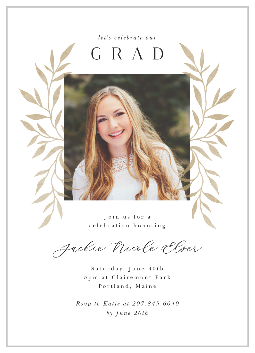 Wild Leaves Graduation Invitations