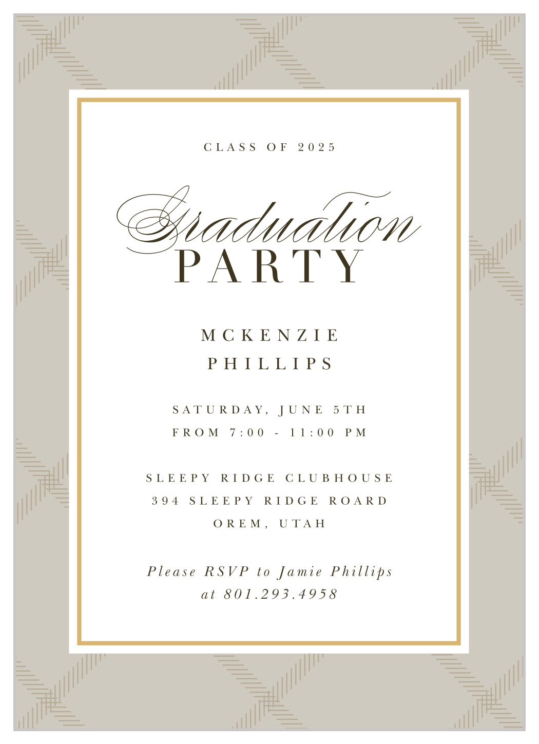 Framed Pattern Graduation Invitations