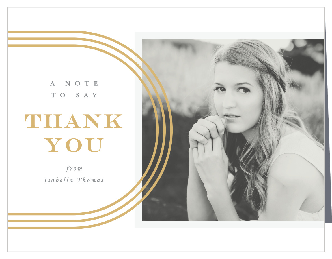 Gold Lines Graduation Thank You Cards