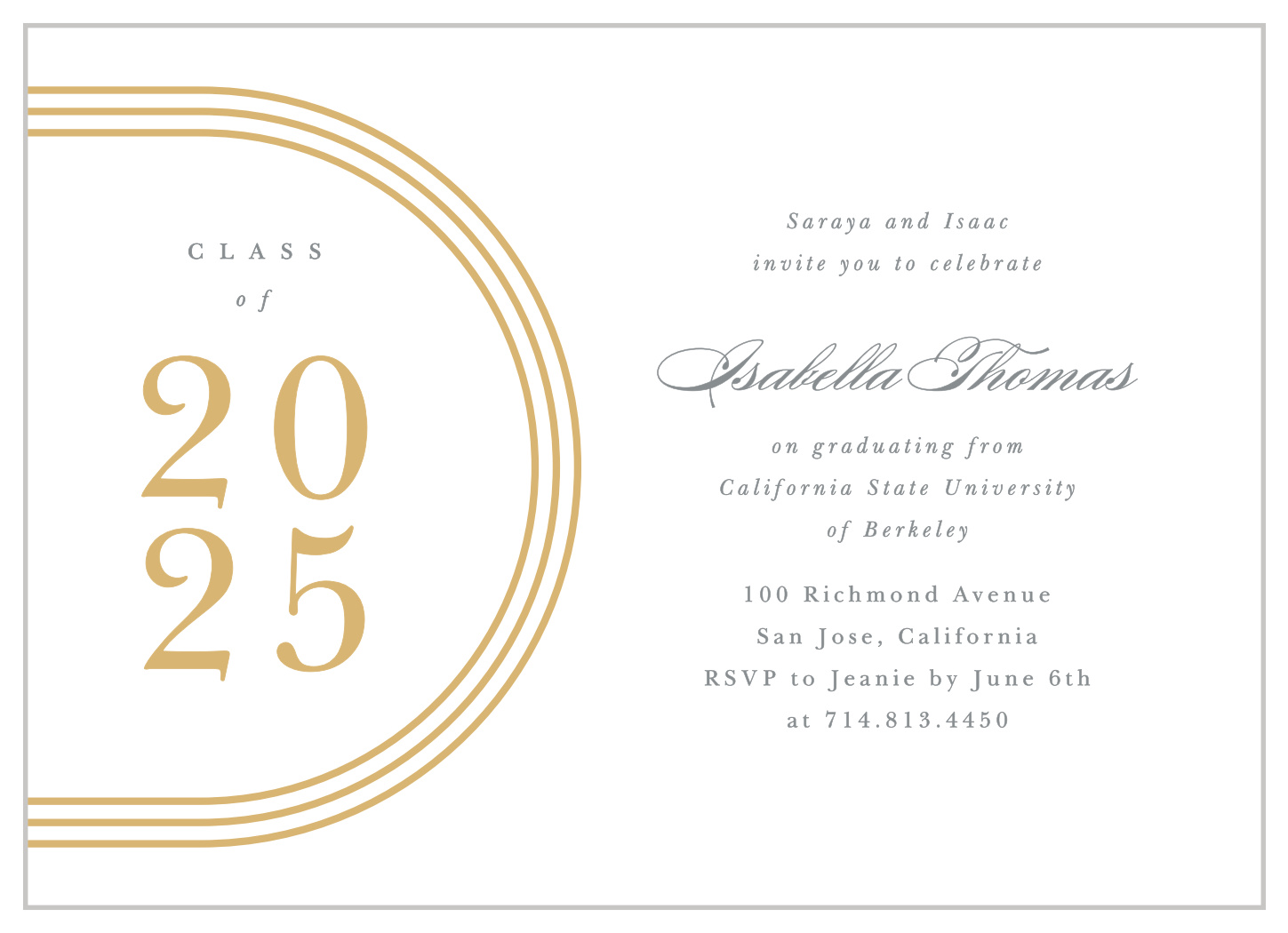 Gold Lines Graduation Invitations