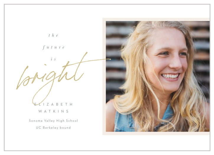 You’ve earned this day, so celebrate in style with our Bright Cursive Graduation Announcements. 