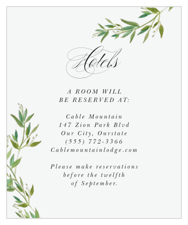 Elegant Vines Accommodation Cards