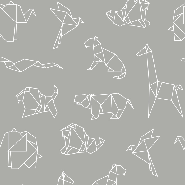 Create a playfully modern atmosphere with our Oragami Safari peel and stick removable wallpaper.