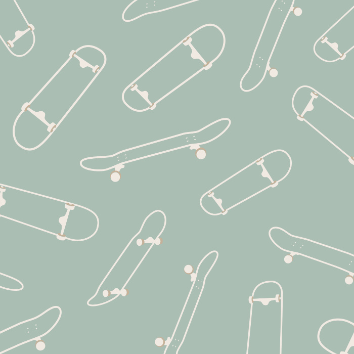 Add a playfully punk atmosphere to your kid's space with our Skateboard Decks peel and stick removable wallpaper.