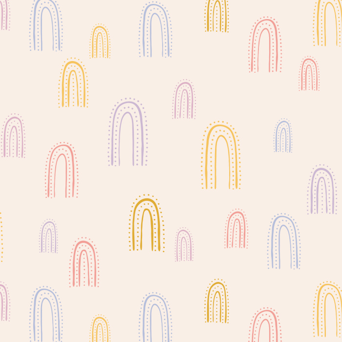 Our Dotted Rainbows peel and stick removable wallpaper will add a touch of happiness and joy to your child's room. 