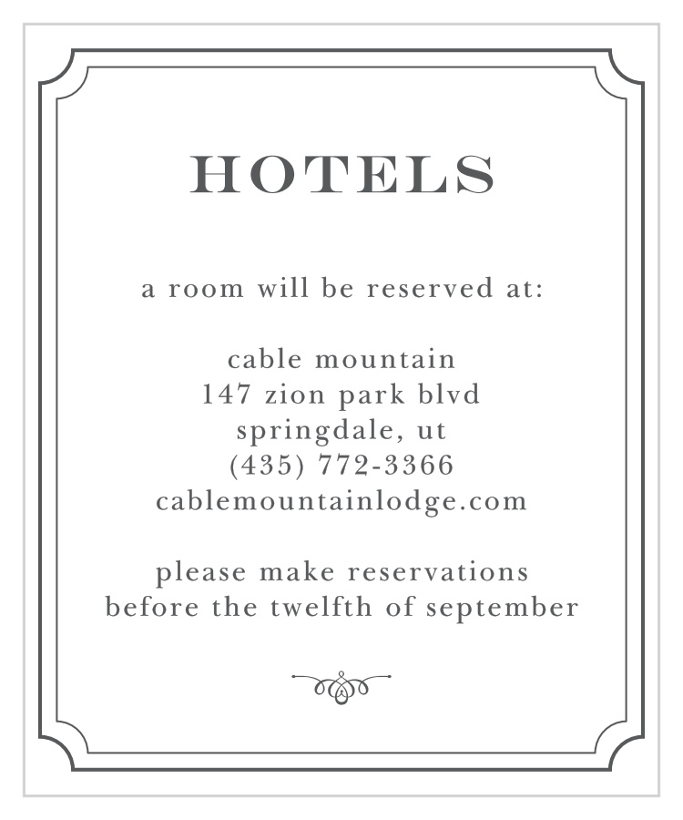 Elegant Script Accommodation Cards