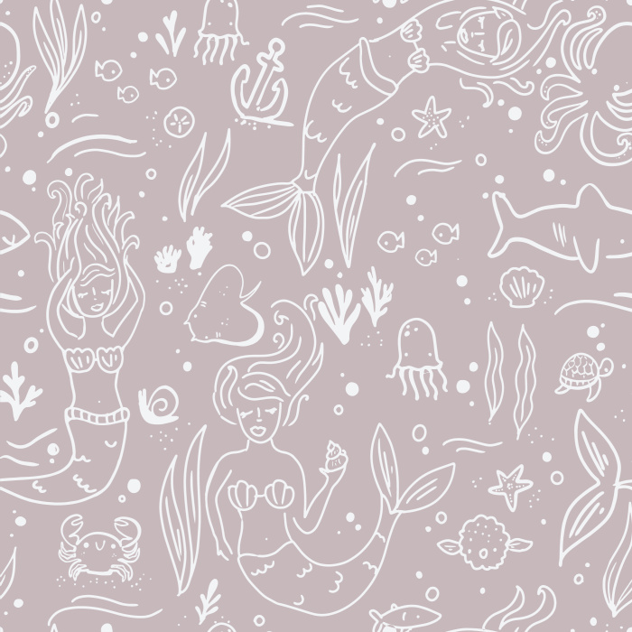 Create a fantastical, magical space for your little one with our Mermaid Lagoon peel and stick removable wallpaper. 