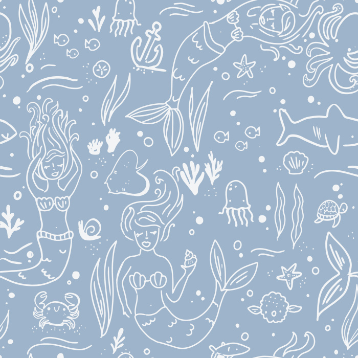 Create a fantastical, magical space for your little one with our Mermaid Lagoon peel and stick removable wallpaper. 