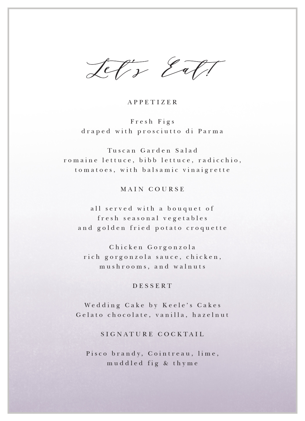 Awesome Ombre Wedding Menus