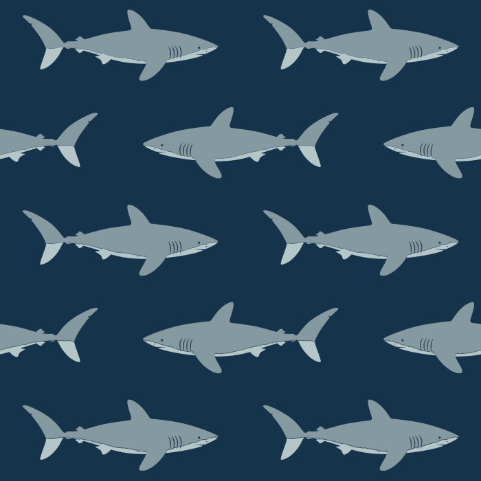 Create the perfect room accent for your little swimmer or ocean enthusiast with our Swimming Sharks peel and stick removable wallpaper. 