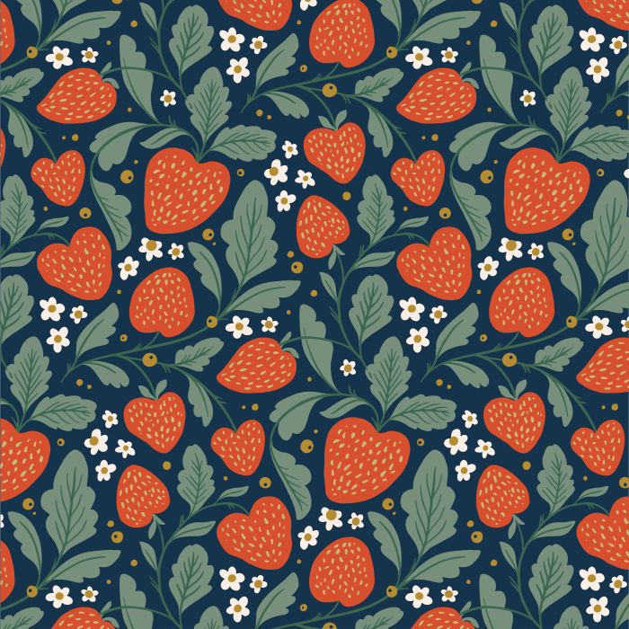 Transform any wall in your home into a flourishing fruit garden with our Strawberry Fields peel and stick removable wallpaper.