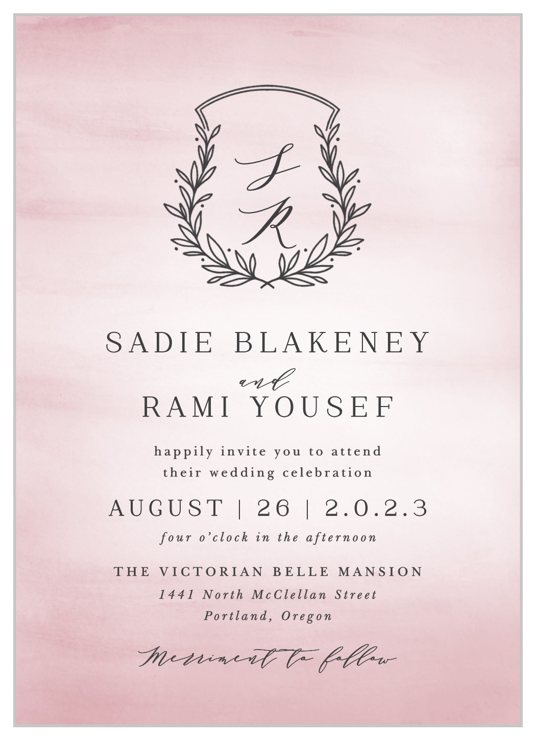Watercolor Initials Wedding Invitations