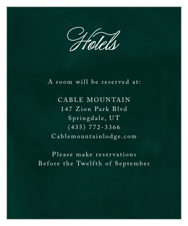 Formal Velveteen Accommodation Cards