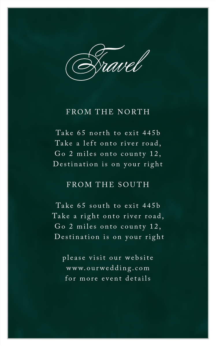 Formal Velveteen Direction Cards
