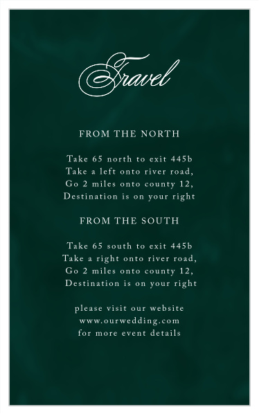 Formal Velveteen Direction Cards