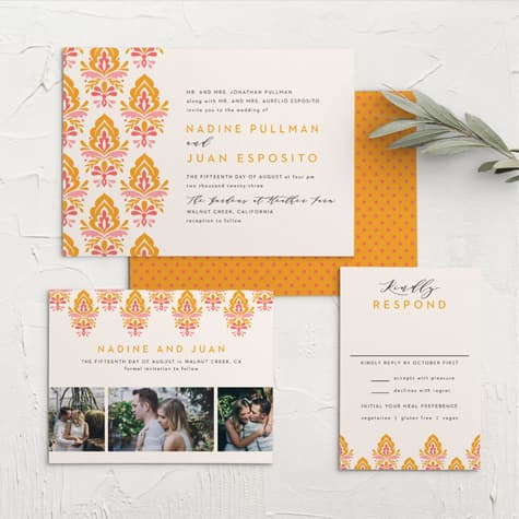 Damask Sides Wedding Invitations