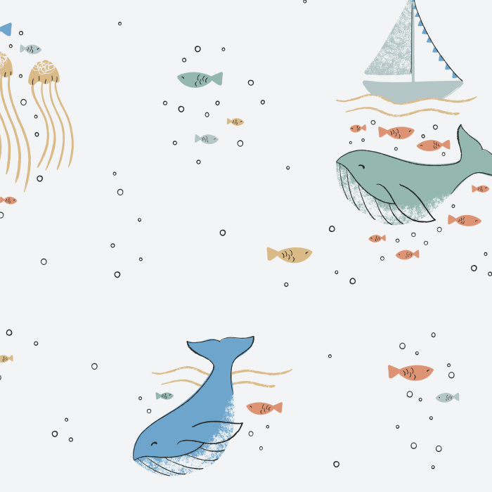 Turn a bedroom or playroom into an adventure with our Under the Sea Peel And Stick Removable Wallpaper.