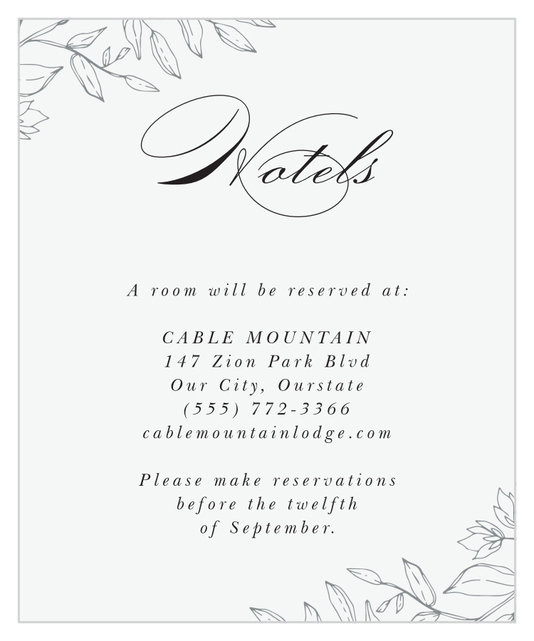Penwork Florals Accommodation Cards
