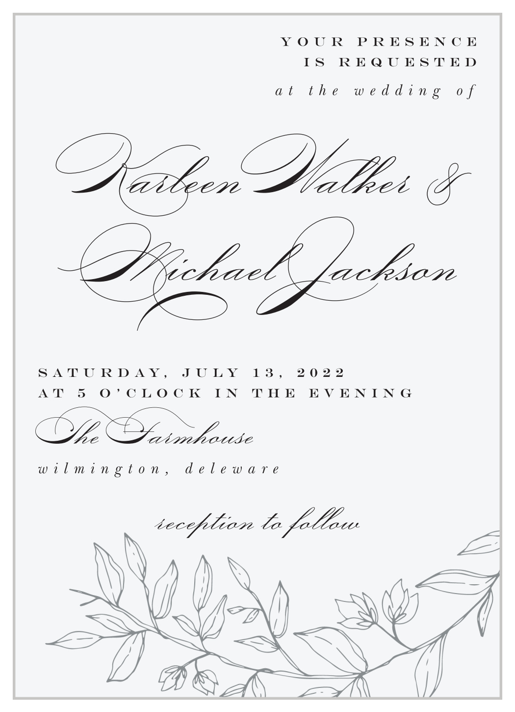 Penwork Florals Wedding Invitations
