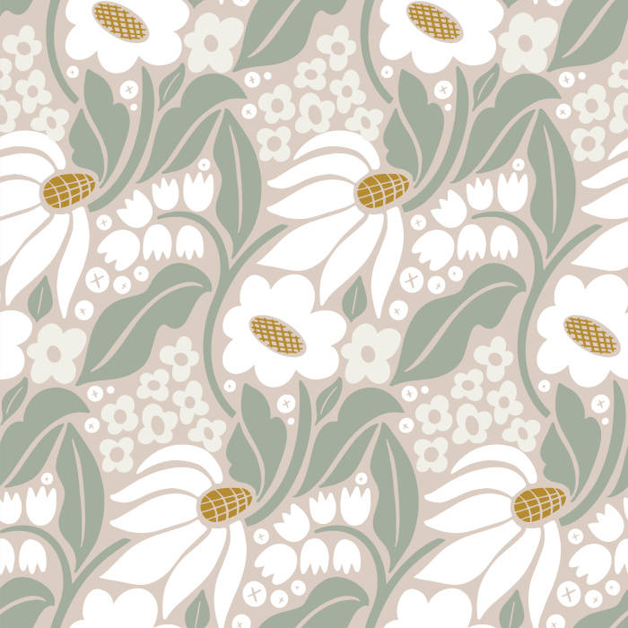 Add a neutral floral pattern to any room with our Mod Blooms Peel And Stick Removable Wallpaper. 