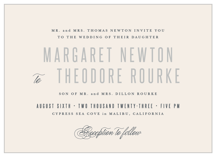 Our Traditionally Formal Wedding Invitations are the perfectly, text-only design to be easily customized to any wedding theme or color palette!