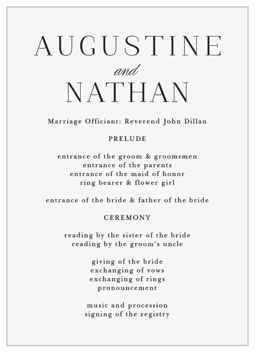 Lovely Opaque Wedding Programs