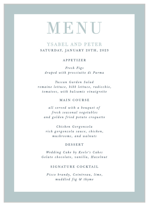 Forever & Always Wedding Menus