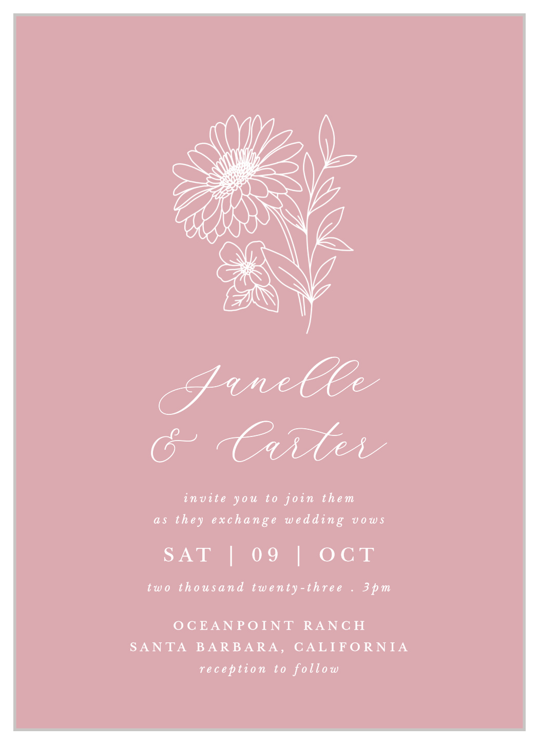 Elegant Gerber Daisy Wedding Invitations
