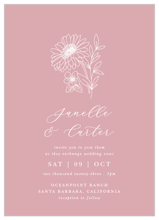 A beautiful Gerber Daisy, customizable to any color, so that you can match your wedding theme.