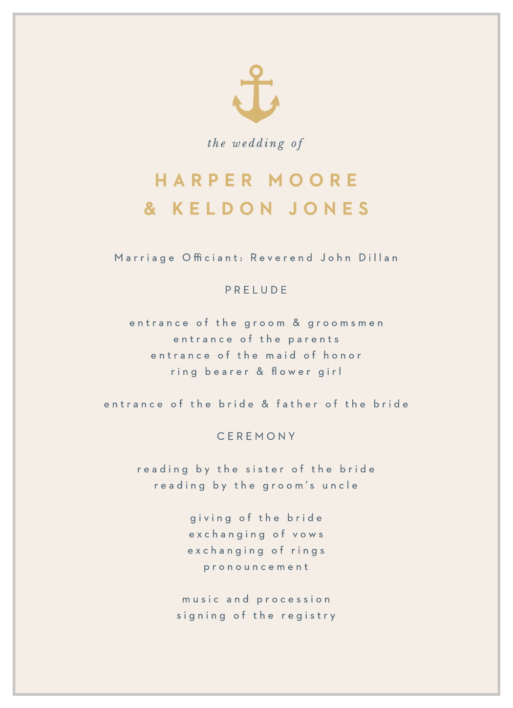 Maritime Anchor Wedding Programs