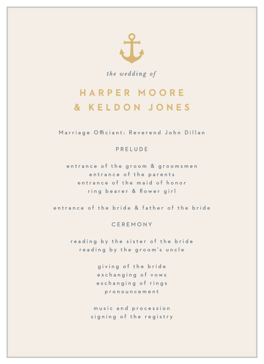 Maritime Anchor Wedding Programs
