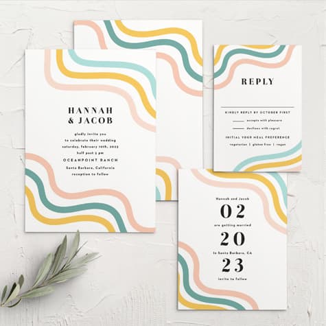 Mod Waves Wedding Invitations
