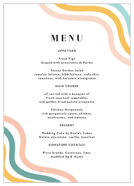 Mod Waves Wedding Menus