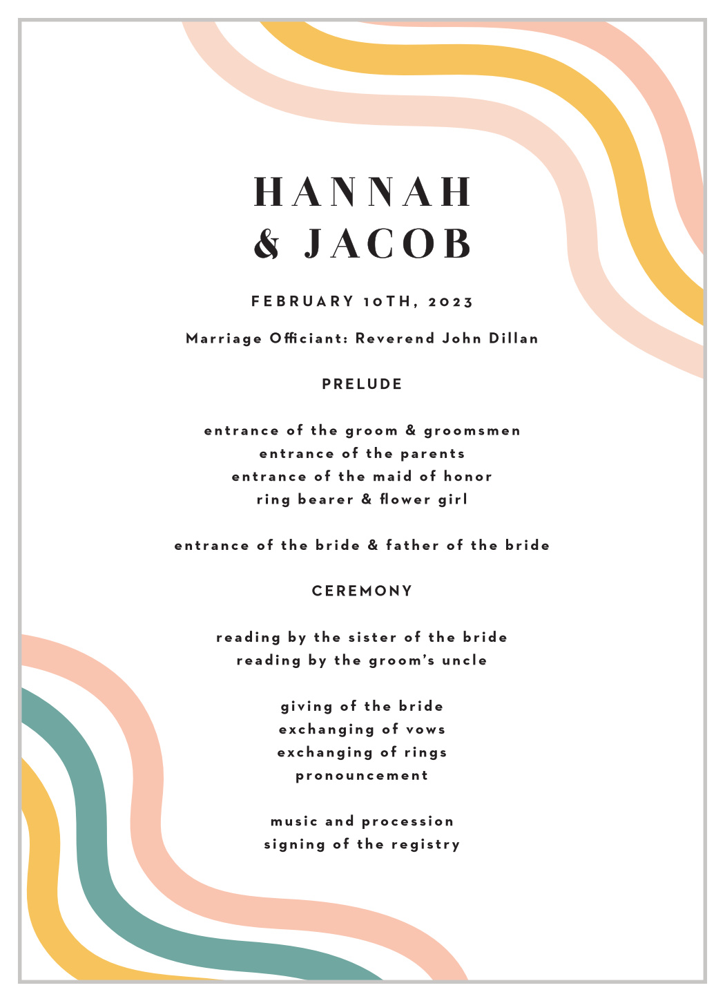 Mod Waves Wedding Programs
