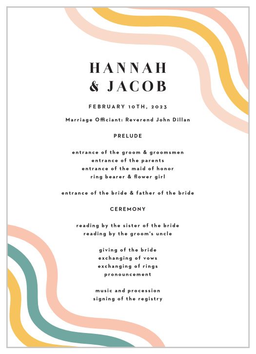 Mod Waves Wedding Programs