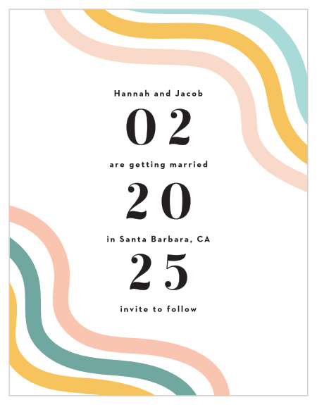 Family and friends are sure to mark their calendars for your wedding date when they see our Mod Waves Save the Date Magnets.