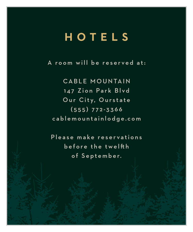 Mountain Spruce Accommodation Cards