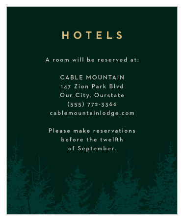 Mountain Spruce Accommodation Cards