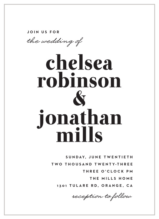 Modern Typeface Wedding Invitations