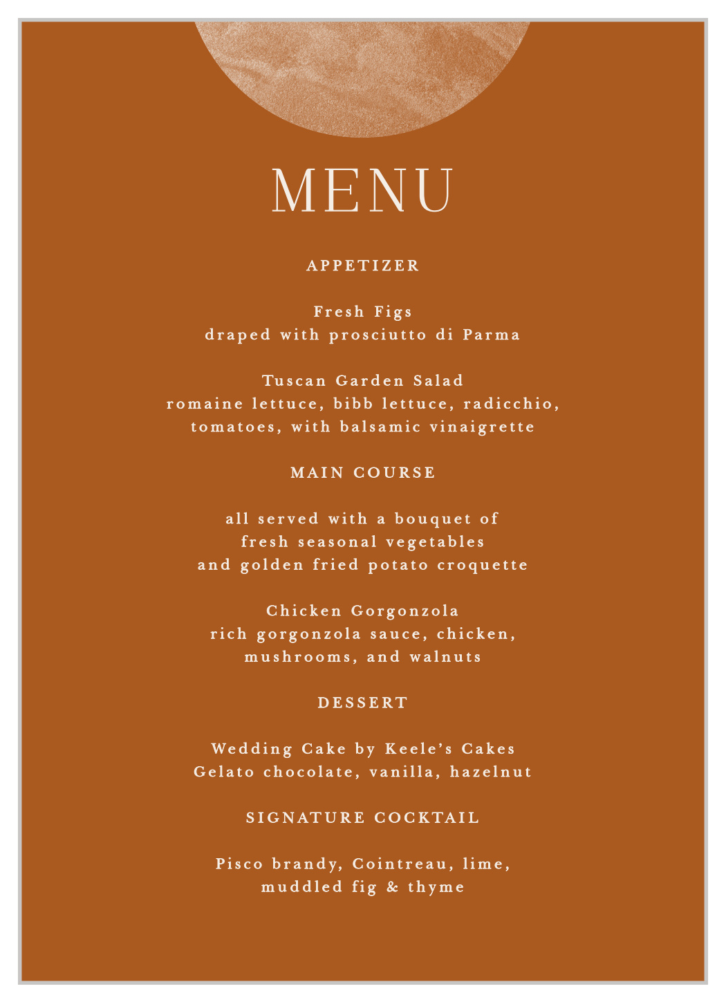 Earthy Mod Wedding Menus