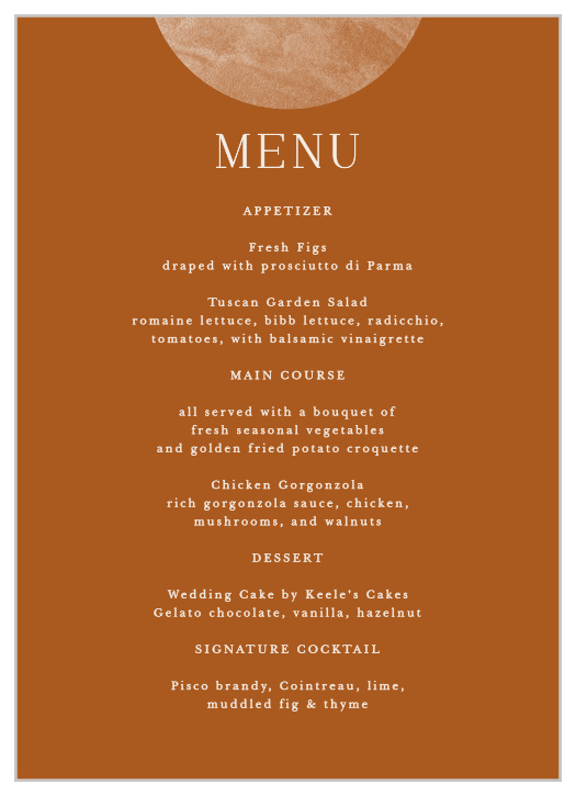 Earthy Mod Wedding Menus