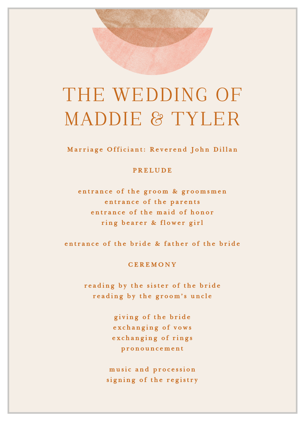Earthy Mod Wedding Programs