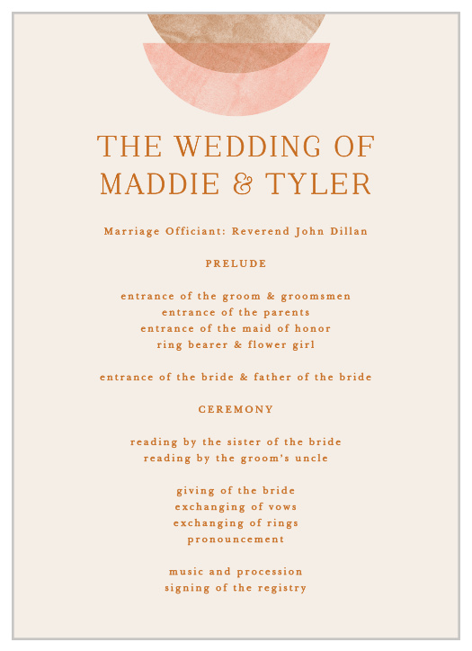 Earthy Mod Wedding Programs