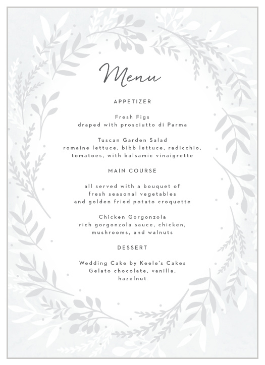Icy Wreath Wedding Menus