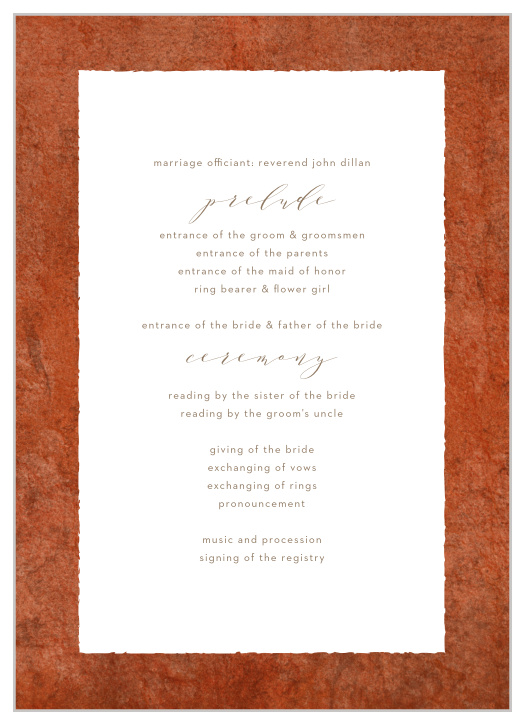 Red Rock Wedding Programs