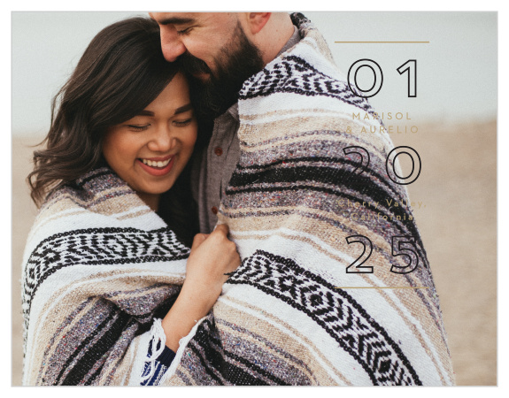 The Mod Grid Save the Date Cards will be something your guests can keep to remind them of your upcoming date.