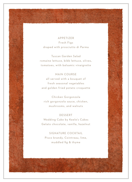 Red Rock Wedding Menus
