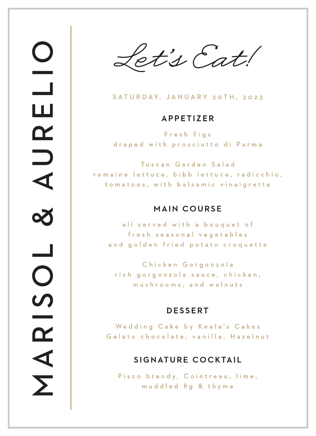 Mod Grid Wedding Menus