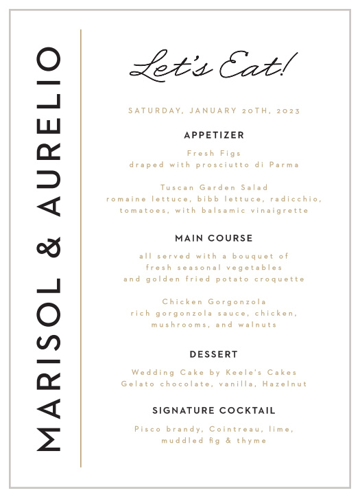 Mod Grid Wedding Menus