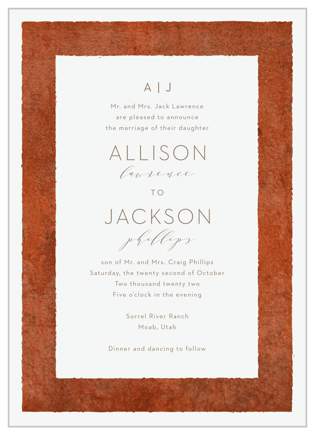 Red Rock Wedding Invitations